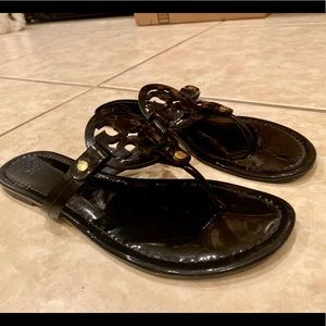 Tory Burch Black Patent Miller Sandals Size 9
